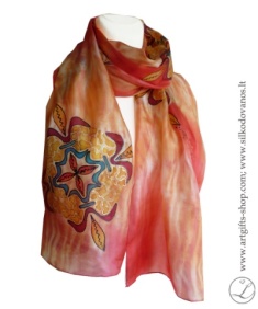 shibori-hand-painted-silk-scarf-kaleidoscope-peach-red-yellow-1