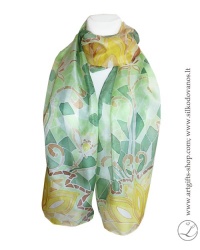 silk-scarf-hand-painted-green-lotus-lithuania-wearable-art-2