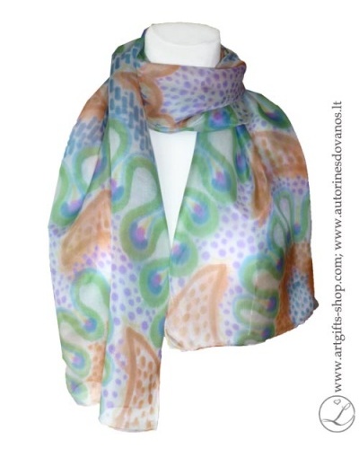 hand-painted-silk-scarf-lithuania-wearableart-handmade-orange-brownblue-green-5