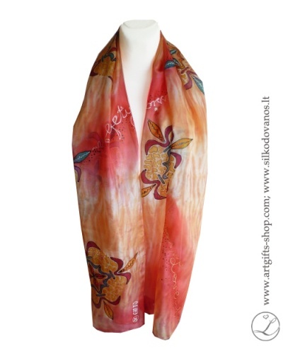 shibori-hand-painted-silk-scarf-kaleidoscope-peach-red-yellow-3